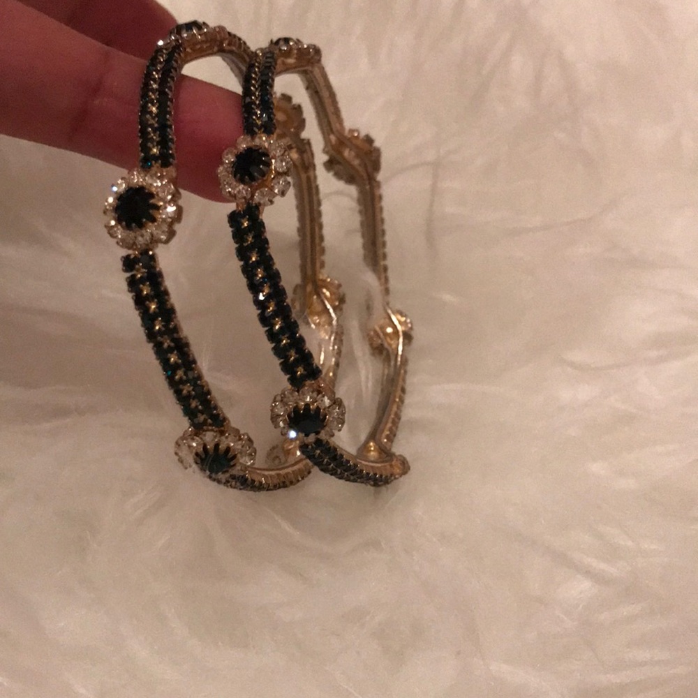 Emerald and white stone lux bangles